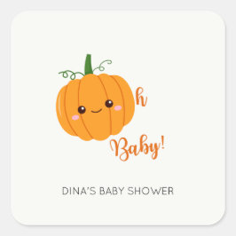 Adesivo Quadrado Oh Baby Pumpkin Fall Chá Nome Personalizado Napkin