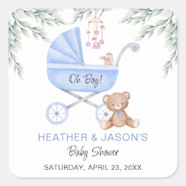 Adesivo Quadrado Oh Boy Baby Stroller e Chá móvel Stic