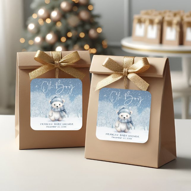 Adesivo Quadrado Oh Boy Winter | Chá de fraldas (Criador carregado)