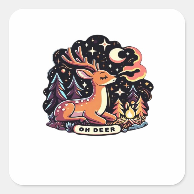 Adesivo Quadrado Oh Deer Contemporary Graphic Vibe  (Frente)