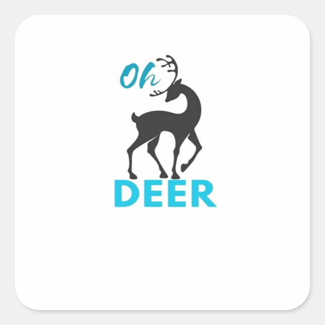 Adesivo Quadrado Oh Deer Minimal Design  (Frente)
