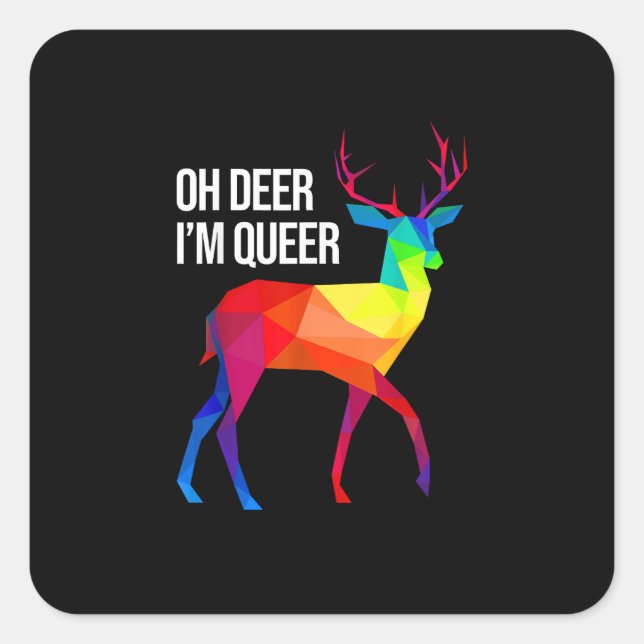Adesivo Quadrado Oh Deer Queer LGBT Pride Celebration Design  (Frente)