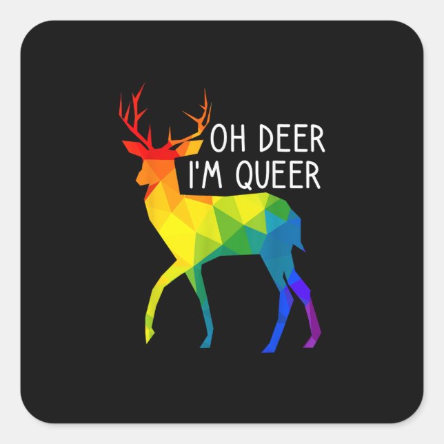 Adesivo Quadrado Oh Deer Queer LGBTQ Pride Celebration Month  (Frente)