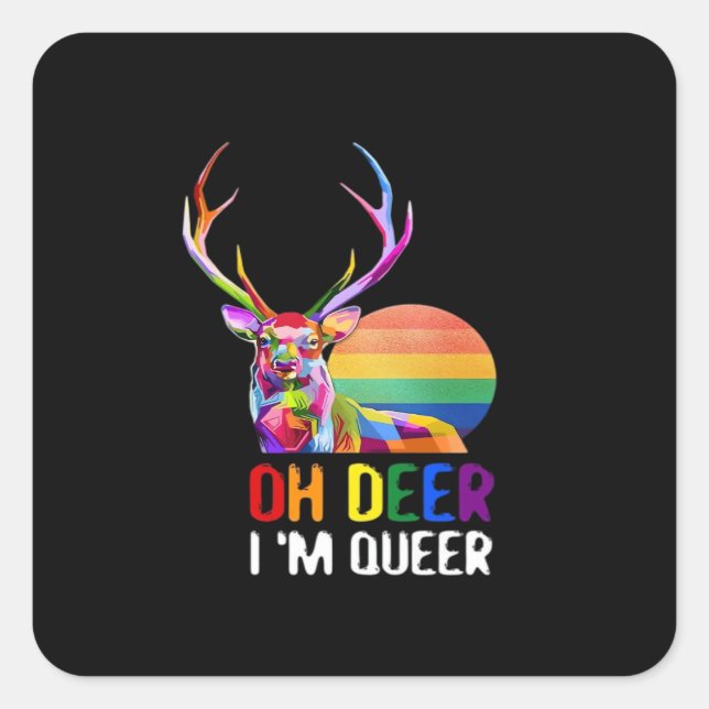 Adesivo Quadrado Oh Deer Queer Minimal Modern Style  (Frente)