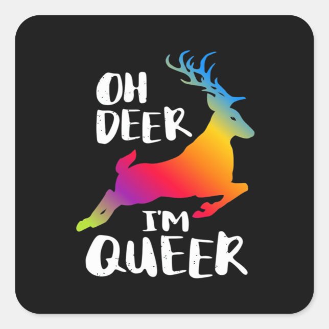 Adesivo Quadrado Oh Deer Queer Pride Minimal Artistic Style (Frente)