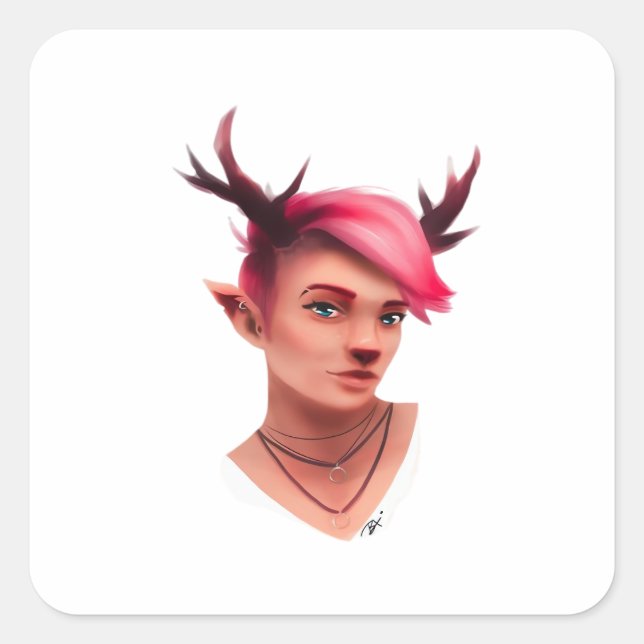 Adesivo Quadrado Oh Deer Simple Creative Style  (Frente)