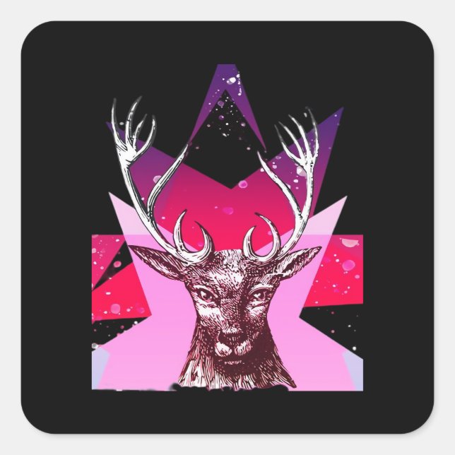 Adesivo Quadrado Oh Deer Whimsical Creative Design  (Frente)