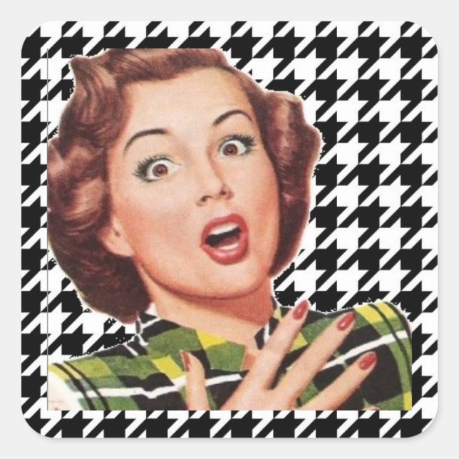 Adesivo Quadrado "OH, MEU!" Anos 50 Houndstooth Stickers (Frente)