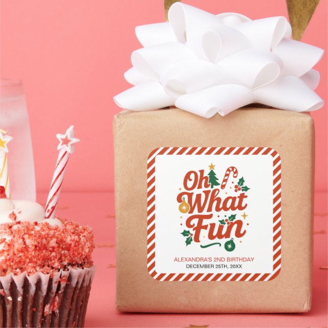 Adesivo Quadrado Oh, Que Divertido Aniversário De Natal (Festa)