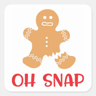 Adesivo Quadrado Oh Snap Natal Xmas Férias Biscoito de Gengibre