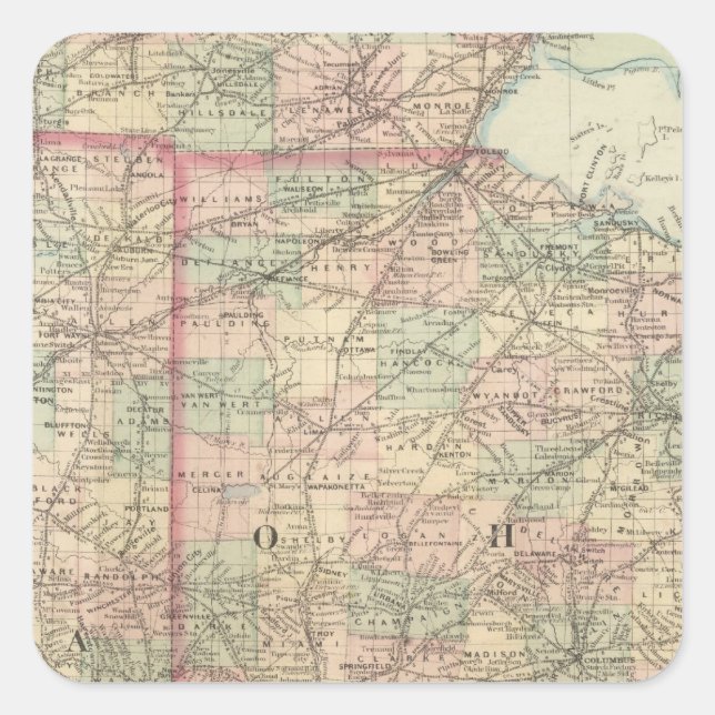 Adesivo Quadrado Ohio e Indiana (Frente)