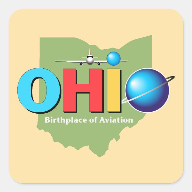Adesivo Quadrado Ohio Estados Unidos da América (Frente)