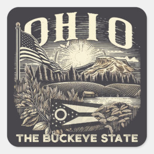 Adesivo Quadrado Ohio The Buckeye State