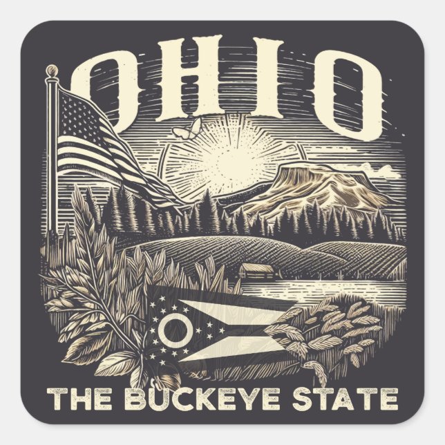Adesivo Quadrado Ohio The Buckeye State (Frente)