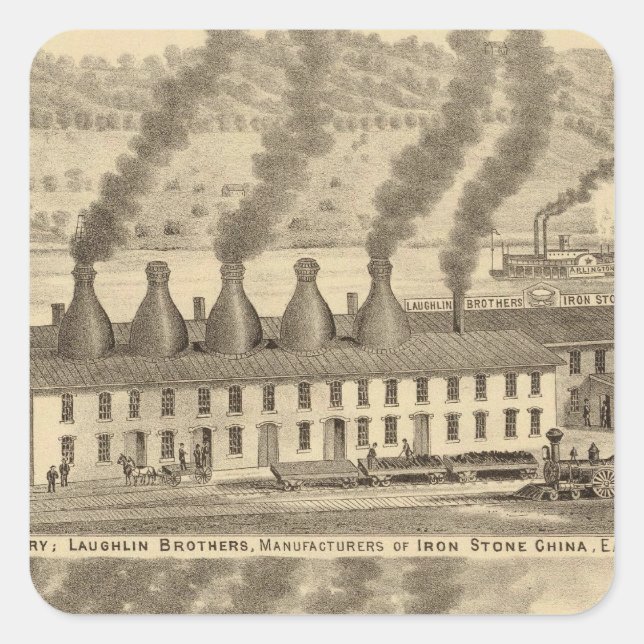 Adesivo Quadrado Ohio Valley Pottery, Laughlin Brothers (Frente)