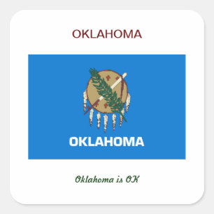 Adesivo Quadrado Oklahoma Flag e Slogan