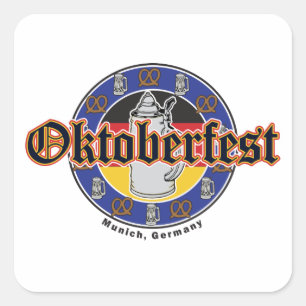 Adesivo Quadrado Oktoberfest Beer e Pretzels