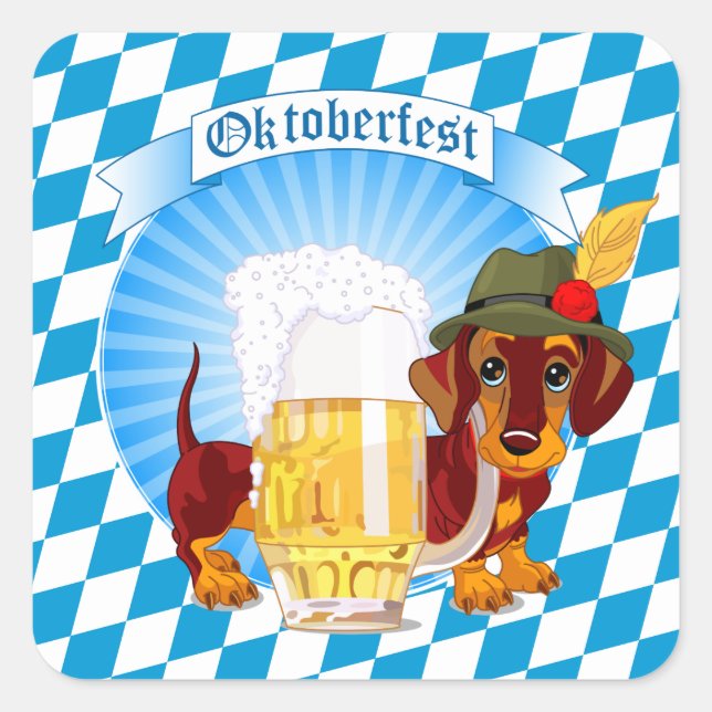 Adesivo Quadrado Oktoberfest Beer Hound (Frente)