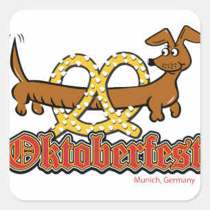 Adesivo Quadrado Oktoberfest-Desenho-Pretzel-Doxie