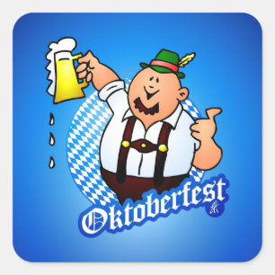 Adesivo Quadrado Oktoberfest - homem nos lederhosen