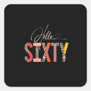 Adesivo Quadrado Olá, 60.º Aniversário Leopardo