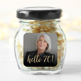 Adesivo Quadrado Olá, 70 Festas de aniversário.