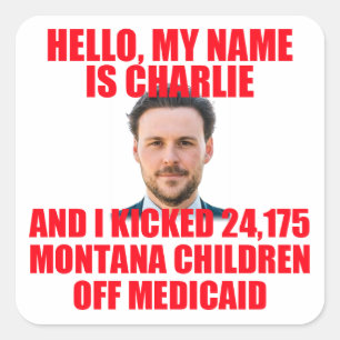 Adesivo Quadrado Olá, meu nome é Charlie