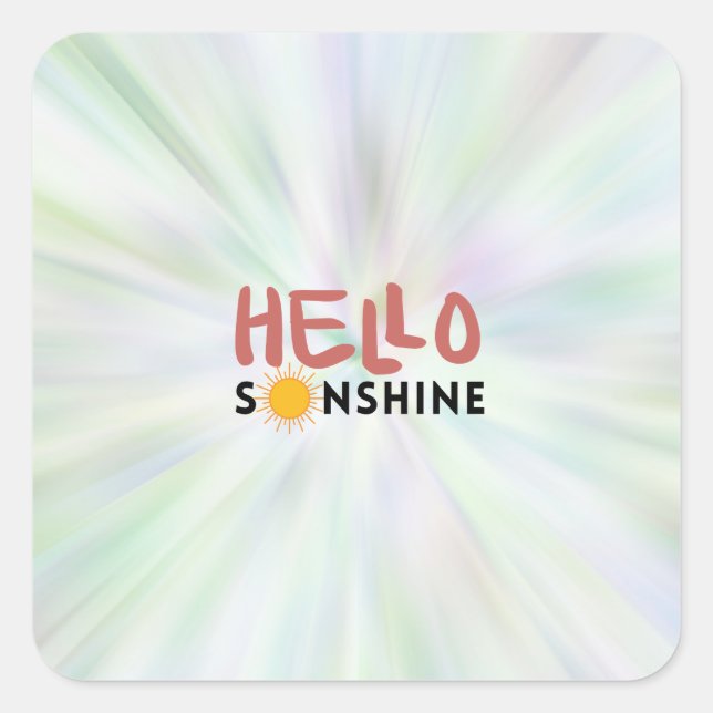Adesivo Quadrado Olá, Sonshine, Sun Rays, Verões de Verão (Frente)
