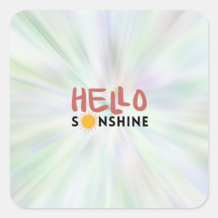 Adesivo Quadrado Olá, Sonshine, Sun Rays, Verões de Verão