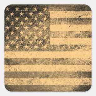 Adesivo Quadrado Old American Flag Grunge