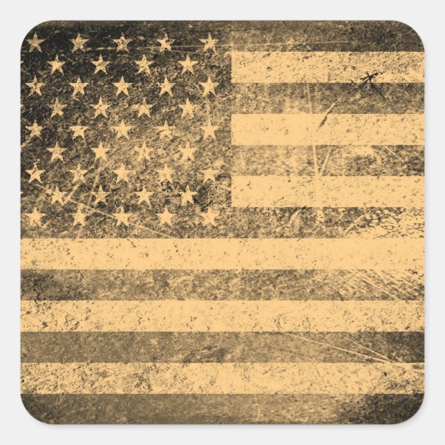 Adesivo Quadrado Old American Flag Grunge (Frente)