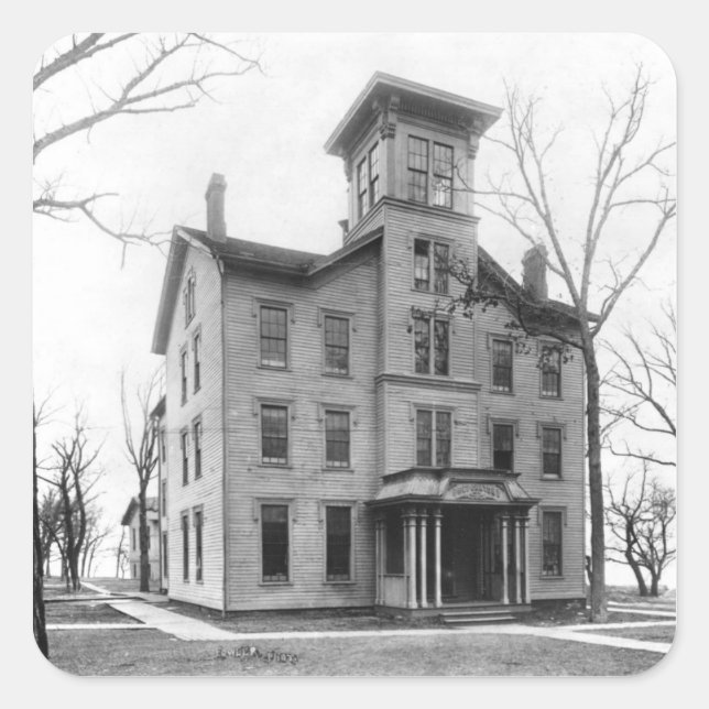 Adesivo Quadrado Old College, Evanston, construído em 1855 (Frente)