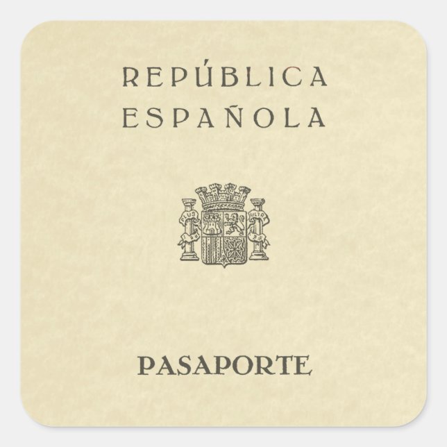 Adesivo Quadrado Old Spanish Republic passport (sepia paper) (Frente)