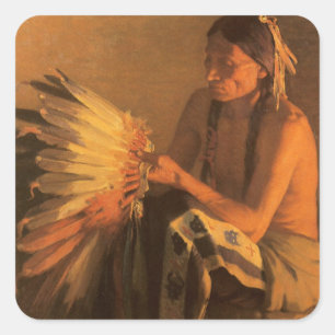 Adesivo Quadrado Old War Bonnet de Joseph Henry Sharp