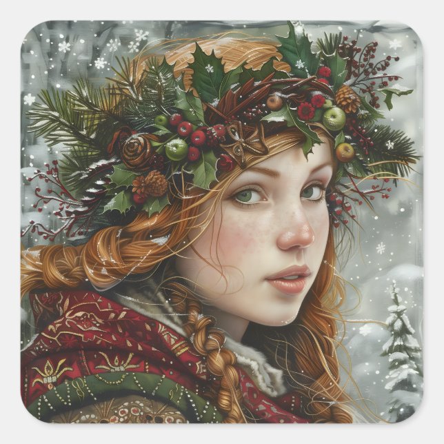 Adesivo Quadrado Old World Lady (Frente)