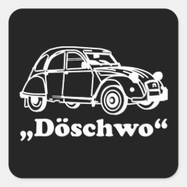 Adesivo Quadrado Oldtimer 2cv Weisse Döschwo Silhouette
