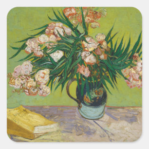 Adesivo Quadrado Oleandros de Van Gogh Natureza-Morta Floral Rosa A