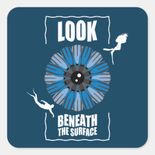 Adesivo Quadrado Olhe embaixo da superfície - Cotação de mergulho S