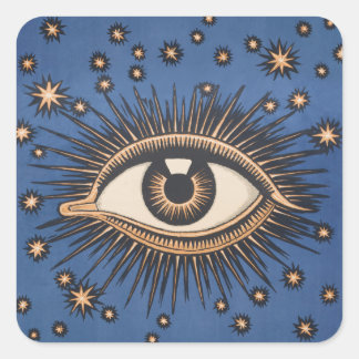 Adesivo Quadrado Olhos Estrelas Lua Celestial Nouveau