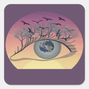 Adesivo Quadrado Olhos no Mundo - Natureza e Arte da Terra