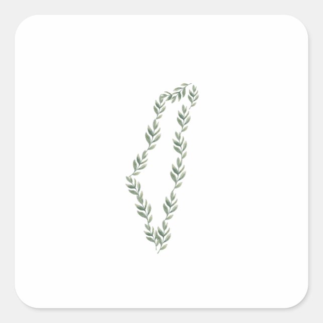 Adesivo Quadrado Olive Leaf Map of Palestine (Frente)