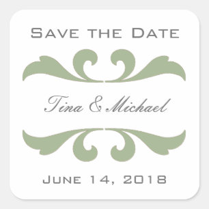 Adesivo Quadrado Olive Save The Date Stickers and Seals