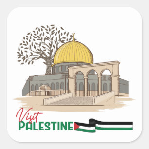 Adesivo Quadrado "Oliveira Palestiniana e Al-Aqsa"