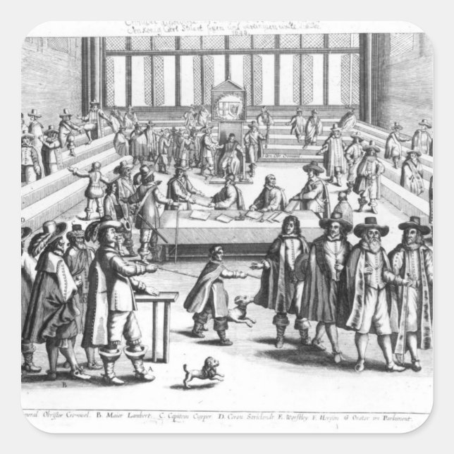Adesivo Quadrado Oliver Cromwell Dissolvendo O Parlamento (Frente)
