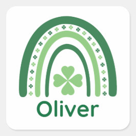 Adesivo Quadrado Oliver Name Clover Boho Rainbow