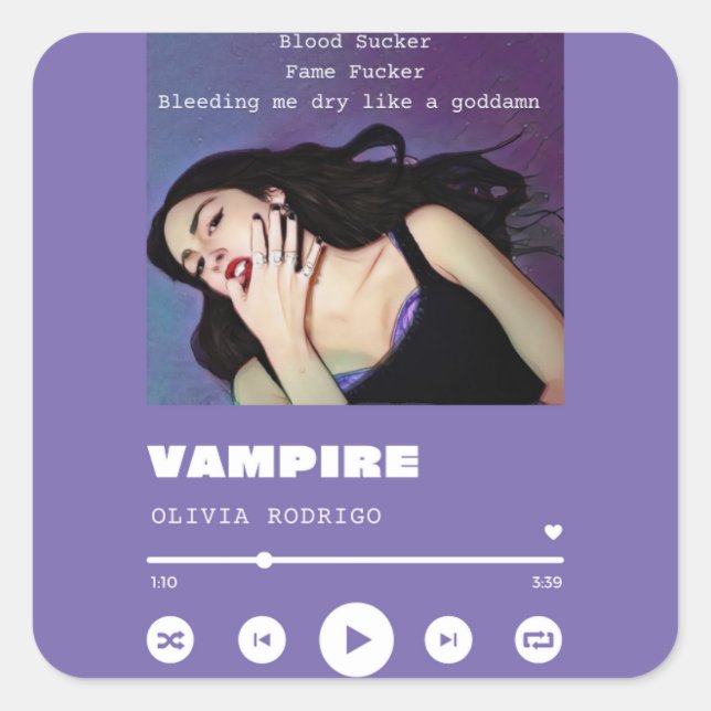 Adesivo Quadrado Olivia Rodrigo Vampire (Frente)