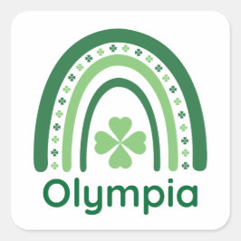 Adesivo Quadrado Olympia Name Clover Boho Rainbow