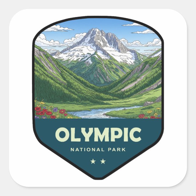 Adesivo Quadrado Olympic National Park Shield (Frente)
