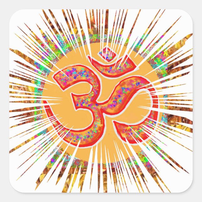 Adesivo Quadrado OM MANTRA Sparkle (Frente)