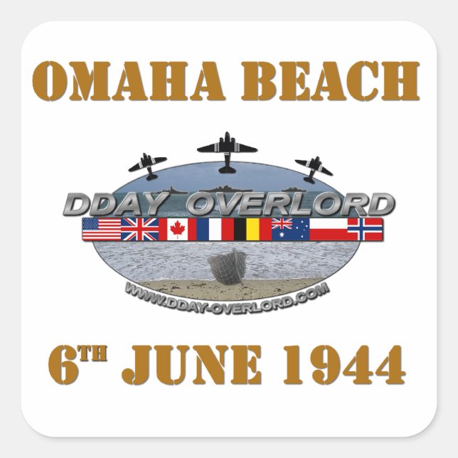 Adesivo Quadrado Omaha Beach 6th June 1944 (Frente)
